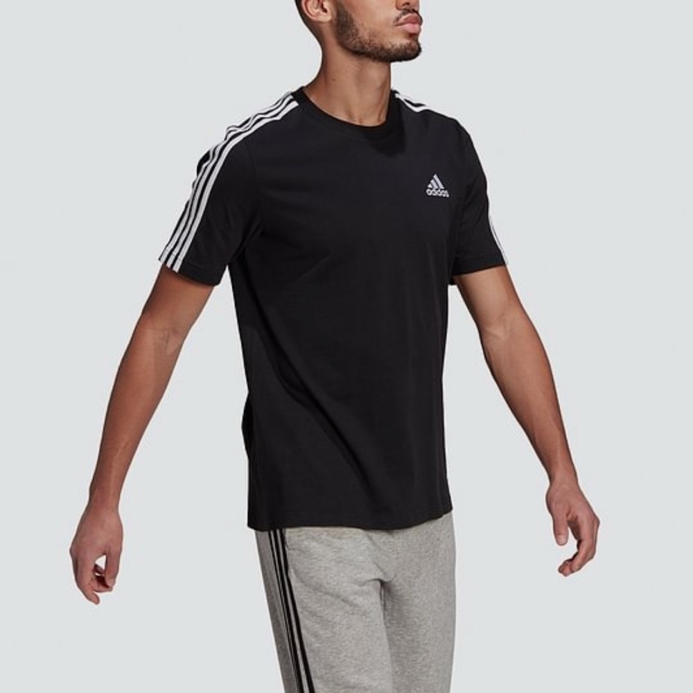 Adidas ESSENTIALS 3 Stripes T Shirt Men's Black GL3732
